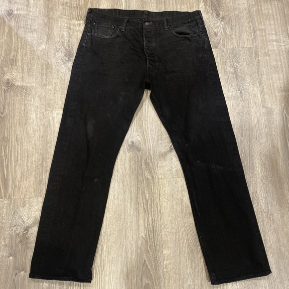 Levis 501 Black Buttonfly Denim Straight Pants Mens Size 40x32 2013 - Picture 1 of 12